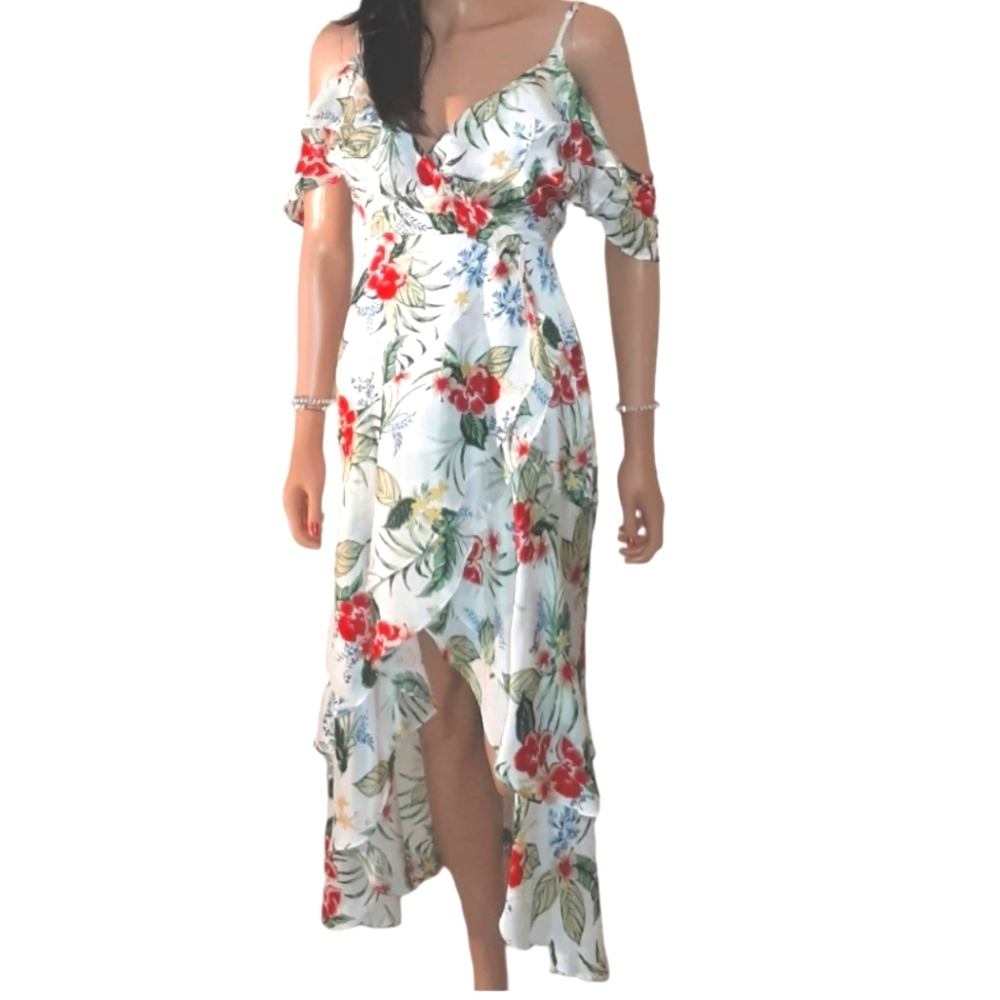 Bardot White Floral‎ Ruffle Dress